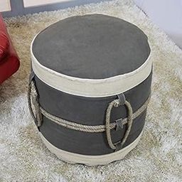 Rugsotic Carpets ROUND SHAPED CANVAS JUTE HANDMADE ECO-FRIENDLY GREEN BEIGE POUF - Round Shape Pouf, 21" x 21" x 12", Vintage Traditional Pouf, Canvas Jute Pouf, Recycled Cotton Filled PF01-image-47