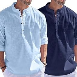 Combo of Men's Regular Fit Cotton Blend Casual Kurta| Mens Short Kurta (Pack of 2)-image-34