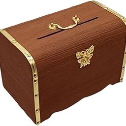 CALANDIS™ Wooden Piggy Bank w/Lock Vintage Treasure Chest Storage Box 17.5x13x12.5cm | Home D?©cor-image-50