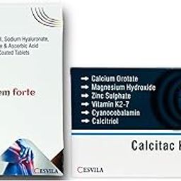Calcitac K2 + Tendotem Forte Kit Calcium, Collagen & Vitamin K2-7 Supplement for Women & Men (30+30 Tablets) | With Magnesium, Zinc & Vitamin C | Supports Joints, skin & Bone Health (Pack of 3+2)-image-71