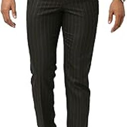Mens Cotton Blended Slim Fit Striped Formal Trouser for Office (Black_Size-36) - BK1CFTA20GYB-image-6