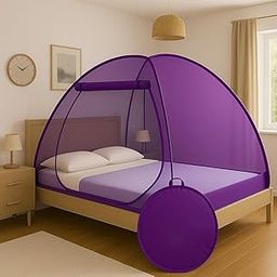 Shree Kriday Foldable Mosquito Net for Double Bed, Pop-Up Mesh Tent with Easy Setup, Purple (Purple)-5