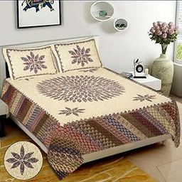 100% Cotton 150 TC Floral Design Printed Single Bedsheet with Pillow Covers 150ME2028-image-90