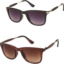 2019 Latest UV Protected Unisex Wayfarer sunglasses for Men and Women Combo (Jet Black & Brown, Medium, Lens width-54) - Pack of 2-16