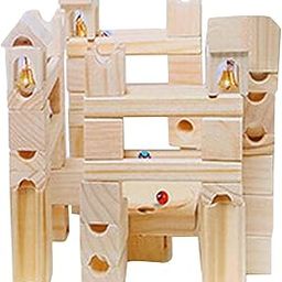 Enakshi (LABEL) Creations Wooden Marble Run Building Blocks Set for Boys Girls Birthday Gift Kids 80pcs-26