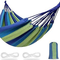WOODTULA Hammock with Tree Straps - 150kg Load Capacity Cotton Hammock - Beach Swing Bed - Portable Hanging Hammock for Garden, Backyard (280 x 100 cm, Blue)-image-57