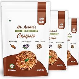 Dr. Aeran’s Diabetes Friendly Chatpata – 90g | Evening Snack for Diabetics | Low GI & Low Carbohydrate | Delicious Namkeen | No Sugar Spikes | High Fibre | Pack Of 3-image-28
