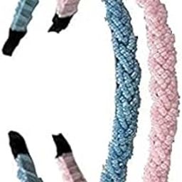 2PCs Braided Crystal Beads Hair Bands for Kids/Girls/Teens/Women | Party Bridal Headpieces | Crystal Headband Fine Glitter Crystal Hairband Headband-picture-27