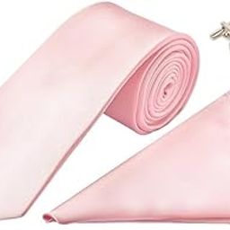 Baby Pink Italian Silk Tie, Pocket Square & Matching Cufflink Gift Set for Men – 2.75" Slim Necktie, 10x10 Handkerchief, Brass Cufflinks – Elegant Formal Accessories in Wooden Gift Box-image-98