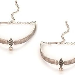 by Caratlane Oxidised Antique Grannys Kulfi Outing Wala Anklets Oxidised in 925 Silver for women-image-58