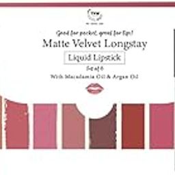 TNW-The Natural Wash Matte Velvet Longstay Liquid Lipstick with Macadamia Oil and Argan Oil Mini - Set of 8 lipsticks of 1.2ml| Transferproof | Pigmented-1