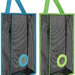 A4ARRIYAN Wall Mounted Mesh Garbage Bag Holder, Kitchen Storage Organizer with Handle, Polythene Wall Mounted Rubbish Bag Container- Pack of 2 Multi Color-image-50