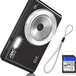 Digital Camera,Fhd 1080P 44Mp Digital Camera For Kids Video Camera With 64Gb Sd Card 16X Digital Zoom,Compact Point&Shoot Camera Portable For Kids Boys Girls Teens Students Seniors (Black)-picture-11