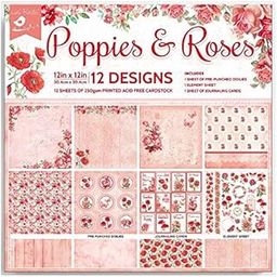 Little Birdie Printed Pattern Design Paper Pack for Art and Craft Poppies and Roses 12 Sheet, 12 Designs 12 x 12 in|Scrapbooking Paper for Journal, Craft | Decorative Paper for Greeting Card Making-picture-12