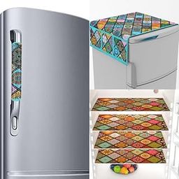 BHOLA Parvati Trading Corporation Combo of Fridge 1 Top Cover | 1 Handle Covers + 4 Fridge Mats | Waterproof & Dustproof Fridge Accessories Set for Refrigerator Pack of 6 (Color Aqua)-19