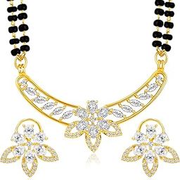 Cubic Zirconia Studded Mangalsutra Earrings Jewellery Set Anniversary Gift for Women-44