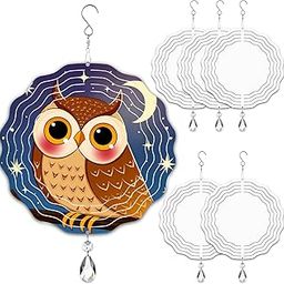 WindMage 6 Pack 8inch Sublimation Wind Spinner Blanks 3D Aluminum Metal Wind Sculpture Kinetic Spinners for Yard and Garden Indoor Art Ornaments Hanging Decoration (Wave Floral)-image-80