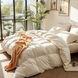 Sophia & William Down Comforter Queen Size, All Season Duvet Insert, Fluffy Feather Down Comforter, Bedding Comforter with 100% Cotton Cover - Machine Washable-image-3