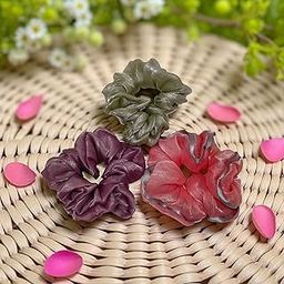 TINZ™ Premium Over Sized Organza Lace Hair Scrunchies Set of 12 Pieces, Premium Multi-Colour Collection-29