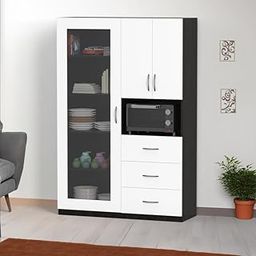 Wooden Olivia Crockery Unit for Living Room | Bed Room (Wenge and Frosty White, 40 X 120 X 180)-image-89
