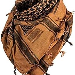 Fashions Men's Pure Cotton Arab Shemagh Neck Wrap Arafat Keffiyah Desert Army Wear Head Scarf Stole (Orange & Black)-image-13