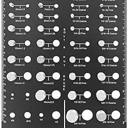 Thread Checker, 42 Bolt Size and Thread Gauge, Bolt Thread Identifier 19 Standard & 15 Metric, Bolt Identifier Board, Nut and Bolt Thread Checker Gauge Wall-Mountable with 8 Drill Bit Gauge-4