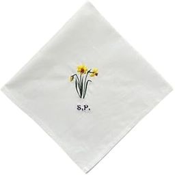 Shree adodhya women hankerchief with cute yellow flowers and alphabet S P embroidery,white colour and cotton handkerchief with embroidery set of 2.-image-41