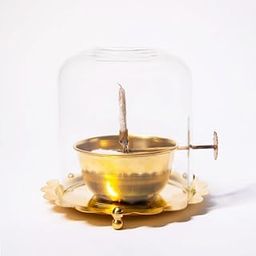 DHALAAI Brass Akhand Joyti Diya,Adjustable Bati Lifting Screw Wick Holder and Borosilicate Glass Cover,Lid for Jyoti Lighting .Size (3.5 X 3.5,Small) Oil Capacity-75 ml-29