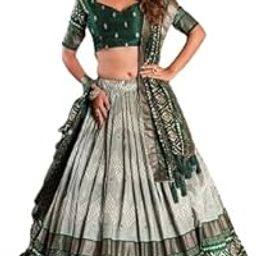 Navratri Collection Original Mirror Handwork Cotton Lehenga Choli With Dupatta (GREEN3)-picture-0