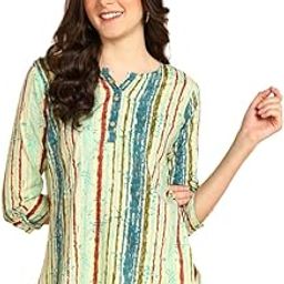 Women's Floral Printed Cotton Top - Stylish Long Top with Mandarin Collar, Perfect for Jeans, Ideal for Casual & Ethnic Wear-image-13