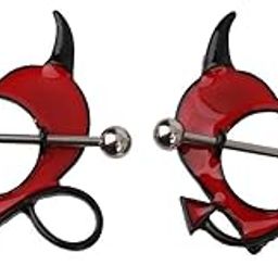 Lr Decor Bazaar 1Pair Devil Love Stainless Nipple Shield Bar Body Piercing Jewelry-image-27