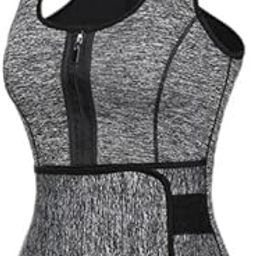 UJEAVETTE 2xMen Sauna Vest Waist Trainer Neoprene Sweat Tank Top Zipper Tummy Gray XXL-image-40