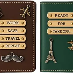 celed Personalized Leather Passport and Document Holder Set, Classic Bifold Design with Gold Charms, Travel Wallet with Card Slots, Black (Brown & Green)-picture-0