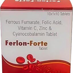 FERLON-FORTE: Iron Supplement ( Pack Of 30 Veg Tablets) The Ultimate Therapy for Iron Deficiency, Pregnancy & Lactation Support, Compensate Blood Loss During menses & Post Surgery, Combat General Weakness, Boosts Energy and Immunity : Ferrous Fumarate 100 mg.+ Folic Acid 1.5mg.+ Vitamin C 80 mg + Zinc 22.5mg. + Cyanocobalamin 15 mcg-image-29