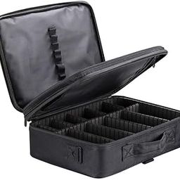 Beauté Secrets Large Travel Makeup Bag 16" Large Capacity, Makeup Vanity Box with Adjustable Dividers for Cosmetics, Accessories and Jewelry, Adjustable Dividers for Cosmetics, Makeup Box, Black-image-16