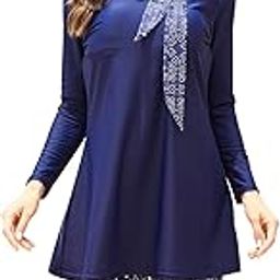 Modest Swimsuit for Women Islamic Long Sleeve Bathing Suit Full Body Muslin Burkini Rash Guard Set with Swim Hijab-image-17