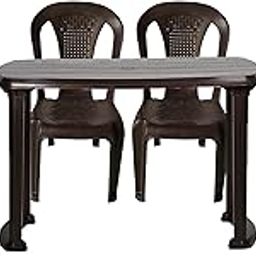RW REST WELL Without arm/armless WOA Plastic Chair & Arjun Dining Table for Home, Dining & Garden (Set of 4 Chair & 1 Dinig Table, Brown)-11