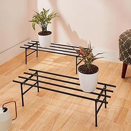 Amazon Brand - Solimo Folding Metal Plant Stand (Pack of 2, Black) – Heavy-Duty, 50 kg/Shelf Load Capacity, 22.5 x 79 x 18 cm, Indoor & Outdoor Use-14