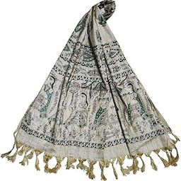 Kalamkari Printed Cotton Silk Dupatta for Women & Girls | Madhubani Print Dupatta | Chunnis for Women-image-4