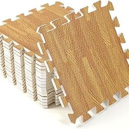 Wood Grain Floor Foam Mats with Border, Wood Printed Interlocking Foam Tiles Anti Fatigue Flooring Mat (Light Brown,12 x 12 Inch)-picture-26