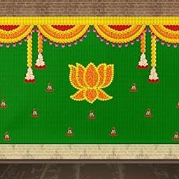 Marigold Flower Toran Design Backdrop Cloth for Pooja Decoration Traditional Background Curtain Cloth for Festival Fabric-Polyester Taiwan Fabric Size 5 Feet Height and 8 Feet Width(5 * 8)-image-75
