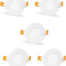 D'Mak 3 Watts Round Led Conceal Panel Light for False Ceiling & POP - White, Pack of 5-21