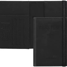 Travel Passport Cover with Card Slots, ravel Wallet Organiser Passport Cover Gold Print Passport Case Travel Document Organiser for Men & Women (1Pcs) (Black)-image-68
