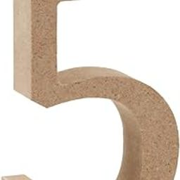 AmericanElm 6 Inch Unfinished MDF Number 5" Cutouts for DIY Art and Craft Work (Five_H x Thick -6 in x 11mm)-26