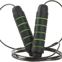 CULT Adjustable Weighted Jump Rope for Men Women – PVC Speed Skipping Rope with Ball Bearings, Anti-Slip Foam Handle, Cardio Fitness Training, Home Workout Equipment Green Black-image-40