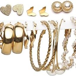 Latest Stylish 9 Pairs Combo Earrings for Women and Girls (Gold) (13670er)-81