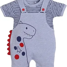 baby go 100% Pure Cotton Dungaree for Baby Boys (3-6 Months, SKY2)-picture-36