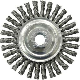 Radnor 4" X 5/8" - 11 Stainless Steel Stringer Bead Twist Knot Wire Wheel Brush For Use On Small Angle Grinders-image-71