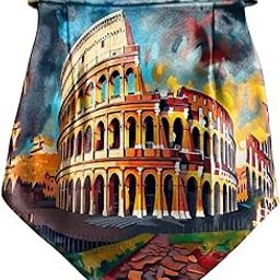 Colosseum Rome Printed Cravat with Matching Pocket Square for Men - Scarf Neckwear Cravat for Men with Matching Pocket Square-picture-35