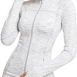 Women's Cropped Full Zip Athletic Jackets Lightweight Slim Fit Workout Jacket with Thumb Holes-image-35